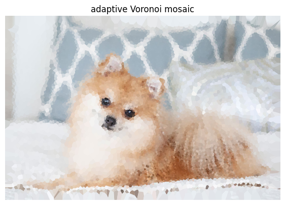 Finished adaptive Voronoi mosaic of the dog