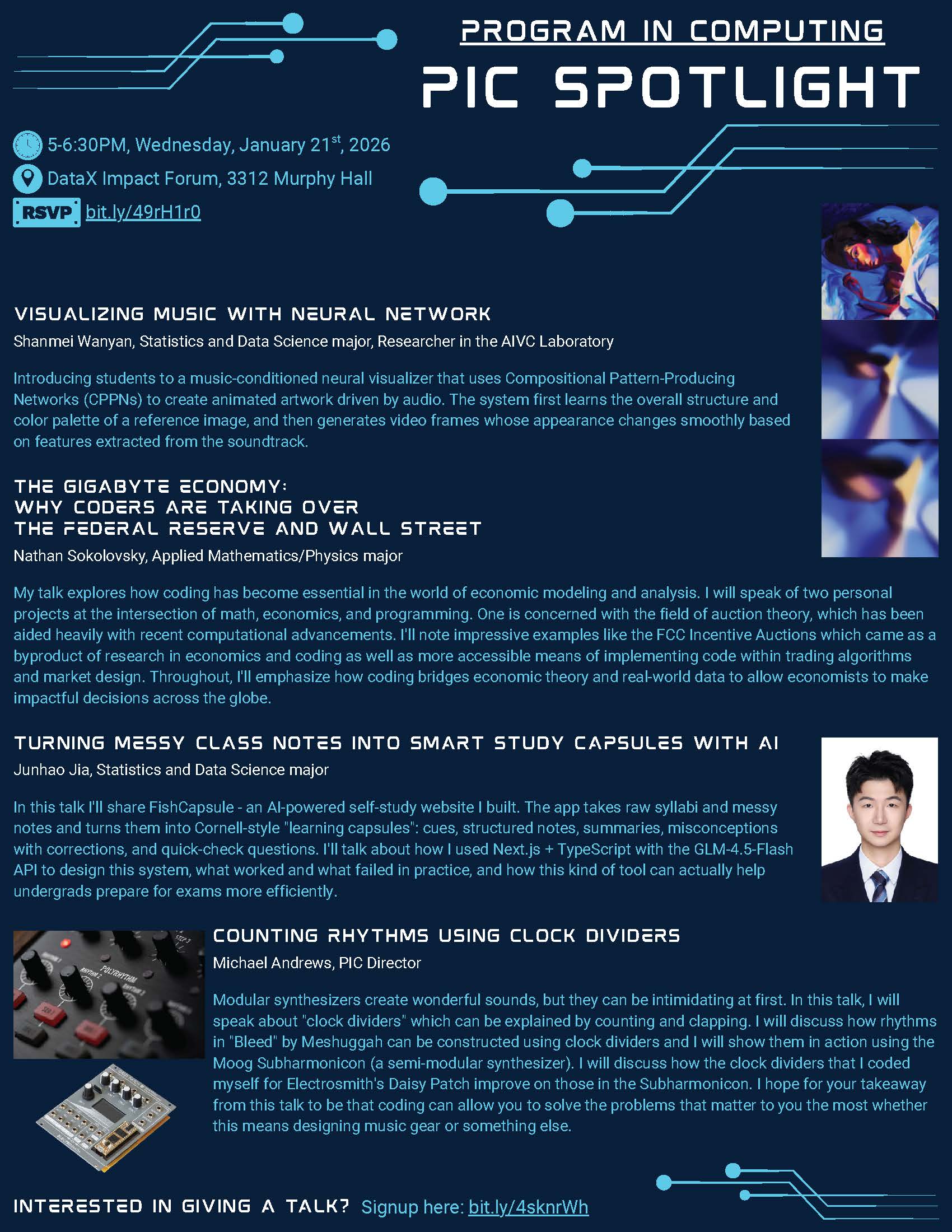 Talk: Visualizing Music with Neural Networks flyer